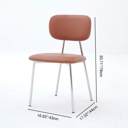 Contemporary Nordic Rectangular Triangular Microfiber Leather Carbon Steel Dining Chair Backrest Armless For Dining Room & Kitchen
