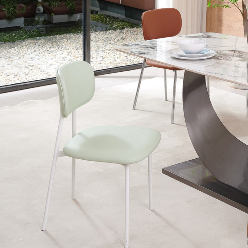 Contemporary Nordic Rectangular Triangular Microfiber Leather Carbon Steel Dining Chair Backrest Armless For Dining Room & Kitchen