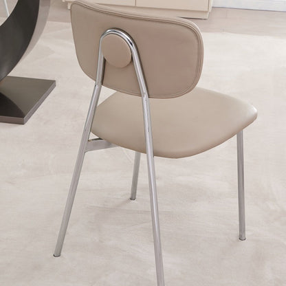 Contemporary Nordic Rectangular Triangular Microfiber Leather Carbon Steel Dining Chair Backrest Armless For Dining Room & Kitchen