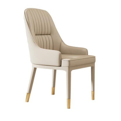 Contemporary Luxury Rectangular Curved Silicone Leather Ash Wood Carbon Steel Dining Chair Backrest Armless For Dining Room & Kitchen