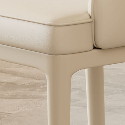 Contemporary Luxury Rectangular Curved Silicone Leather Ash Wood Carbon Steel Dining Chair Backrest Armless For Dining Room & Kitchen