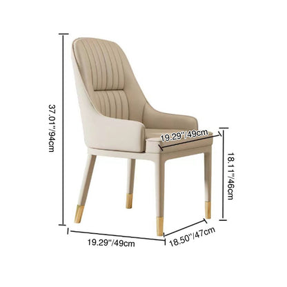 Contemporary Luxury Rectangular Curved Silicone Leather Ash Wood Carbon Steel Dining Chair Backrest Armless For Dining Room & Kitchen