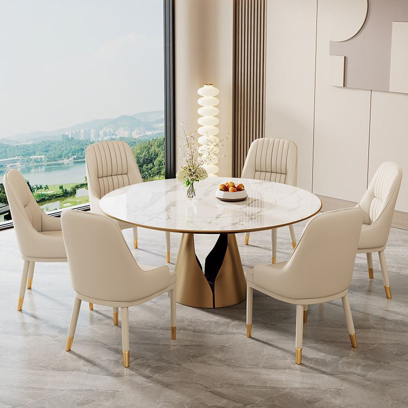 Contemporary Luxury Rectangular Curved Silicone Leather Ash Wood Carbon Steel Dining Chair Backrest Armless For Dining Room & Kitchen