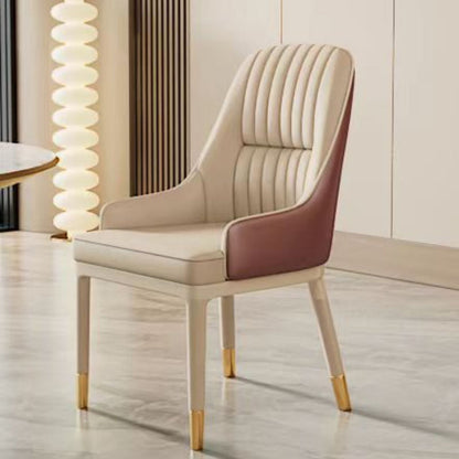 Contemporary Luxury Rectangular Curved Silicone Leather Ash Wood Carbon Steel Dining Chair Backrest Armless For Dining Room & Kitchen