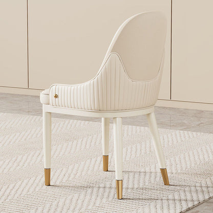 Contemporary Luxury Rectangular Curved Silicone Leather Ash Wood Carbon Steel Dining Chair Backrest Armless For Dining Room & Kitchen