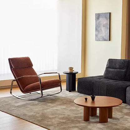 Modern Minimalist Rectangular Curved Chenille Fabric Multi-layer Plywood Stainless Steel Rocking Chair Backrest Armrest For Living Room