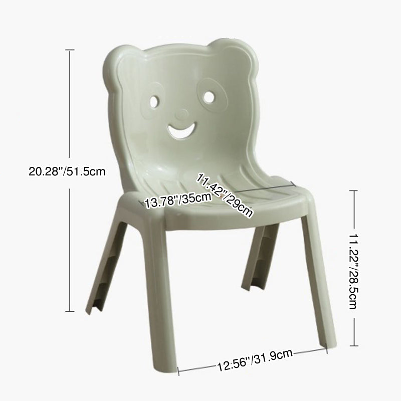 Contemporary Creative Curved Bear Hollowing Design Kids PP Dining Chair Backrest Armless For Dining Room & Kitchen