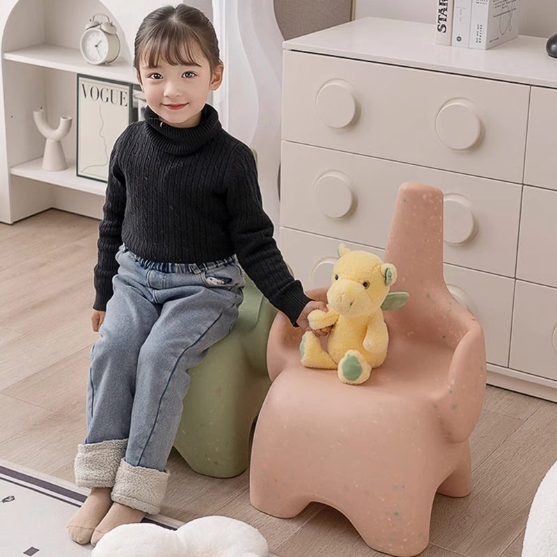 Contemporary Creative Curved Elephant Design Kids PE Dining Chair Backrest Armrest For Dining Room & Kitchen
