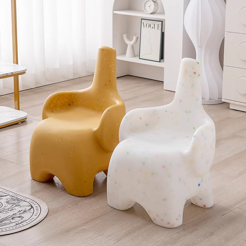 Contemporary Creative Curved Elephant Design Kids PE Dining Chair Backrest Armrest For Dining Room & Kitchen