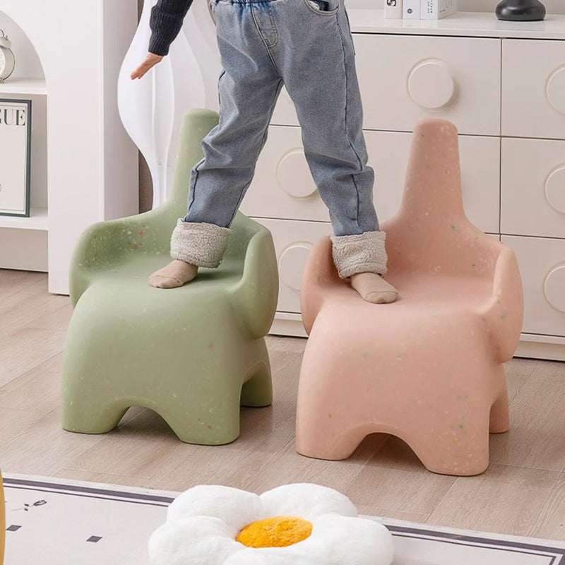 Contemporary Creative Curved Elephant Design Kids PE Dining Chair Backrest Armrest For Dining Room & Kitchen