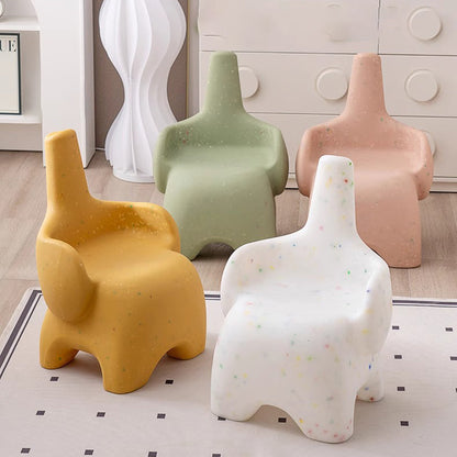 Contemporary Creative Curved Elephant Design Kids PE Dining Chair Backrest Armrest For Dining Room & Kitchen