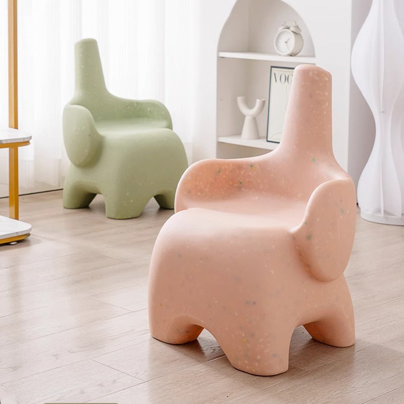 Contemporary Creative Curved Elephant Design Kids PE Dining Chair Backrest Armrest For Dining Room & Kitchen