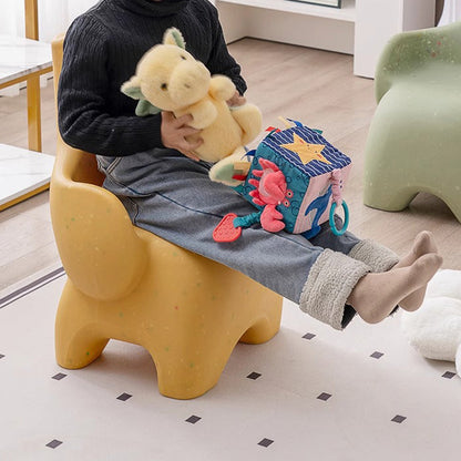 Contemporary Creative Curved Elephant Design Kids PE Dining Chair Backrest Armrest For Dining Room & Kitchen