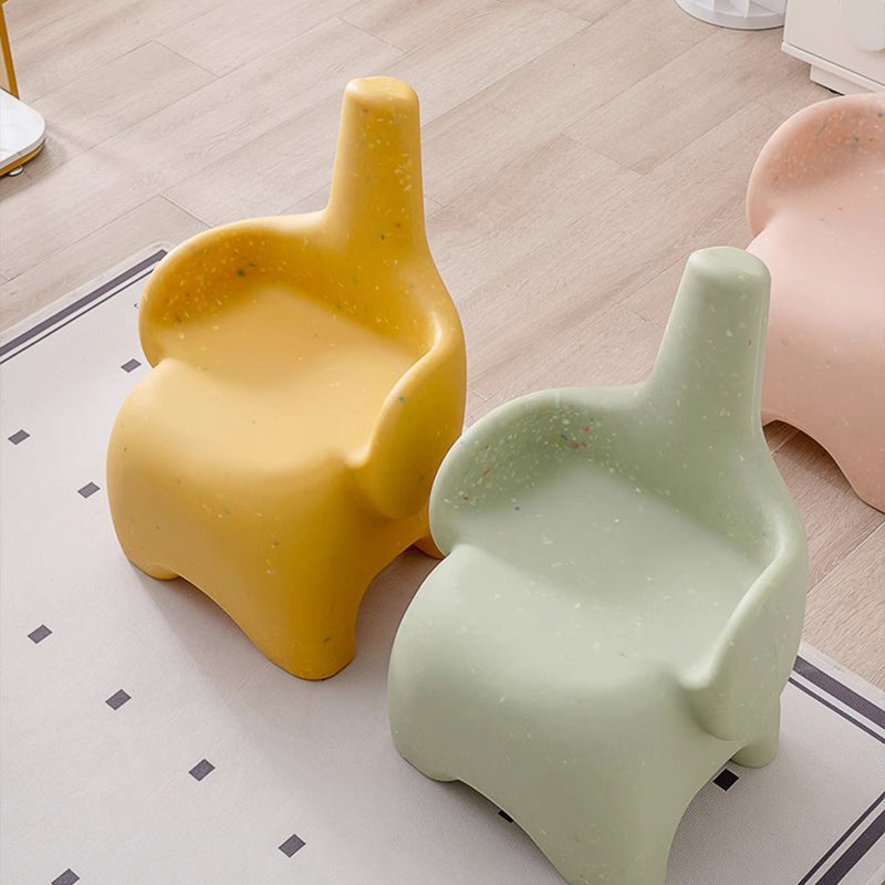 Contemporary Creative Curved Elephant Design Kids PE Dining Chair Backrest Armrest For Dining Room & Kitchen