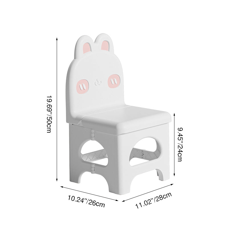 Contemporary Creative Curved Rabbit Design PP Kids Foldable Dining Chair Backrest Armless For Dining Room & Kitchen