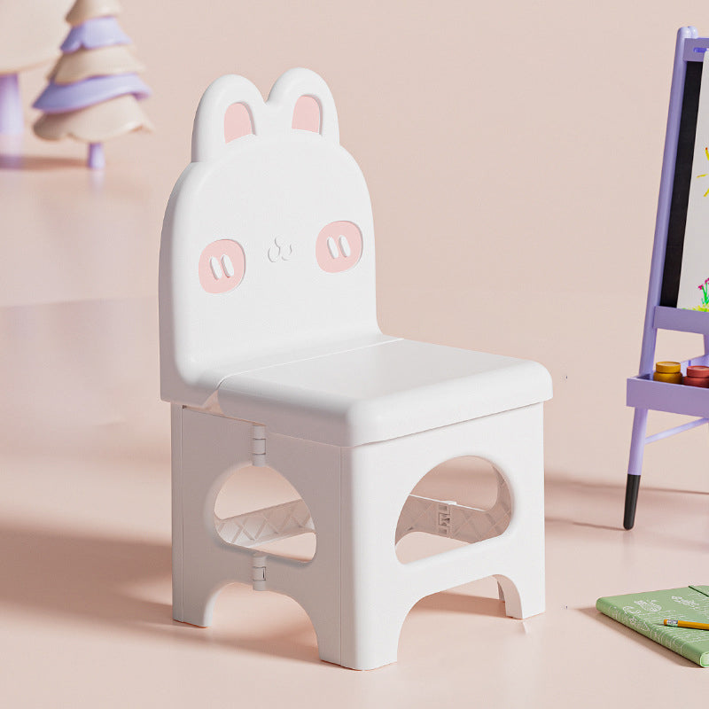 Contemporary Creative Curved Rabbit Design PP Kids Foldable Dining Chair Backrest Armless For Dining Room & Kitchen