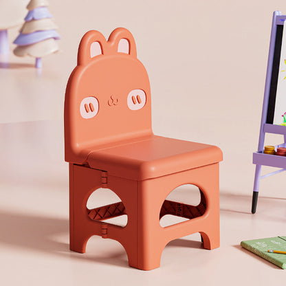 Contemporary Creative Curved Rabbit Design PP Kids Foldable Dining Chair Backrest Armless For Dining Room & Kitchen