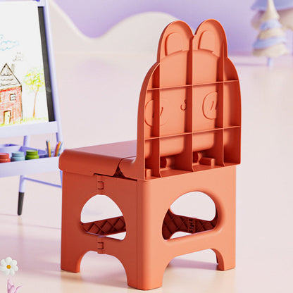 Contemporary Creative Curved Rabbit Design PP Kids Foldable Dining Chair Backrest Armless For Dining Room & Kitchen