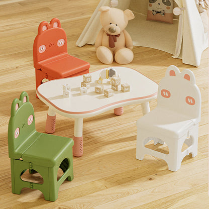 Contemporary Creative Curved Rabbit Design PP Kids Foldable Dining Chair Backrest Armless For Dining Room & Kitchen