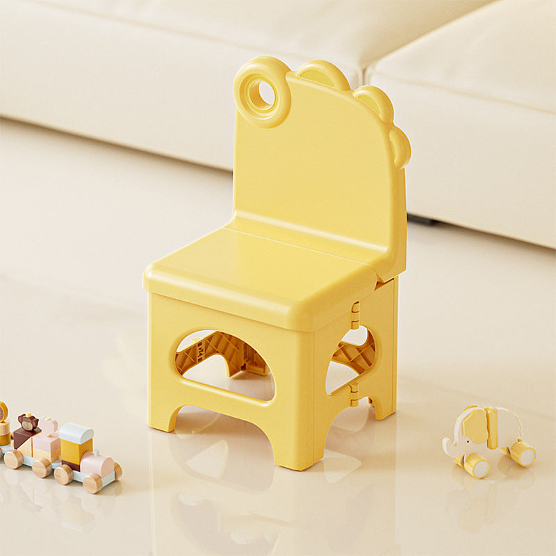 Contemporary Creative Curved Mini Dinosaur Design PP Foldable Kids Dining Chair Backrest Armless For Dining Room & Kitchen