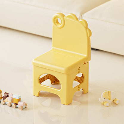 Contemporary Creative Curved Mini Dinosaur Design PP Foldable Kids Dining Chair Backrest Armless For Dining Room & Kitchen