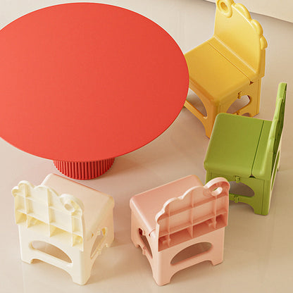 Contemporary Creative Curved Mini Dinosaur Design PP Foldable Kids Dining Chair Backrest Armless For Dining Room & Kitchen