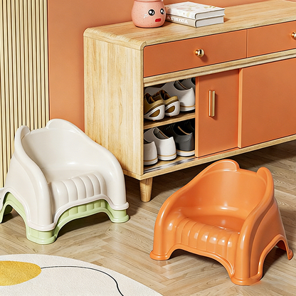 Modern Minimalist Curved Bear Design PP Kids Stackable Low Stool Backrest Armless For Living Room