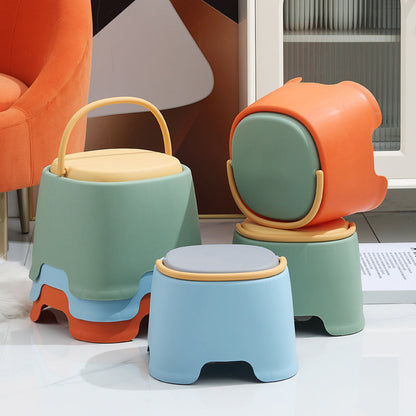Contemporary Creative Cylindrical PP Kids Handheld Low Stool Backless & Armless For Living Room