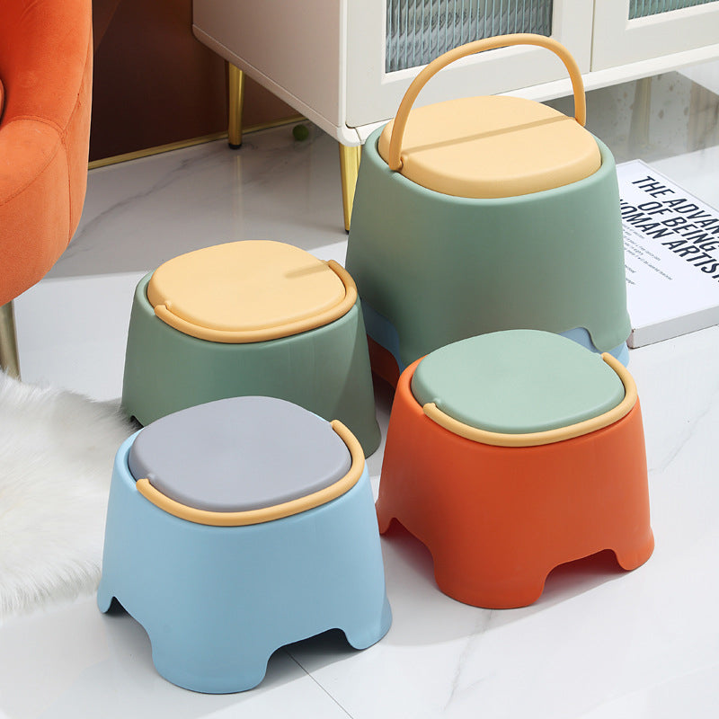 Contemporary Creative Cylindrical PP Kids Handheld Low Stool Backless & Armless For Living Room