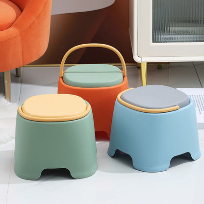 Contemporary Creative Cylindrical PP Kids Handheld Low Stool Backless & Armless For Living Room