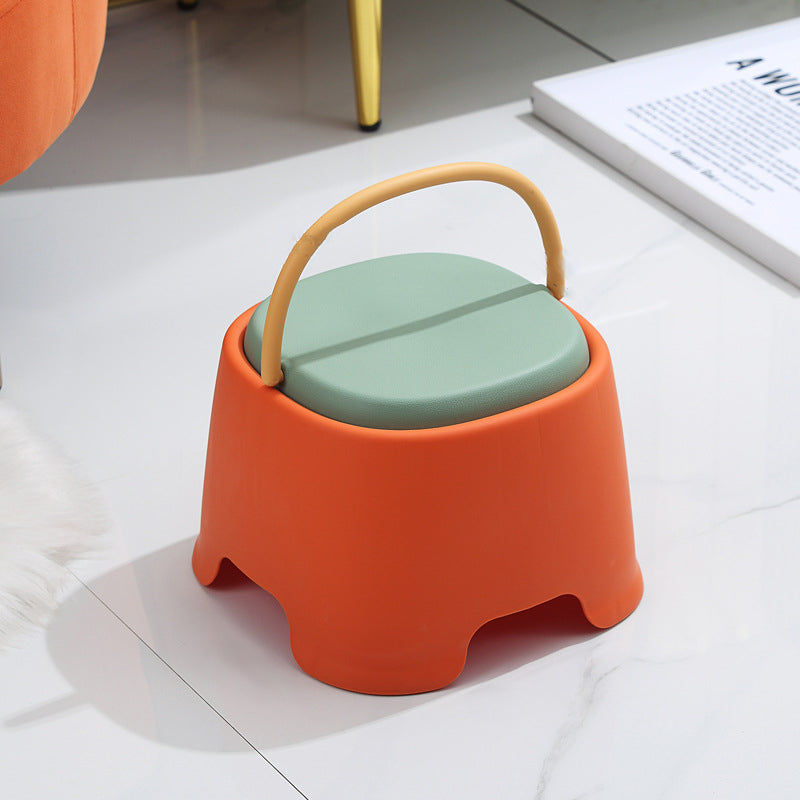 Contemporary Creative Cylindrical PP Kids Handheld Low Stool Backless & Armless For Living Room