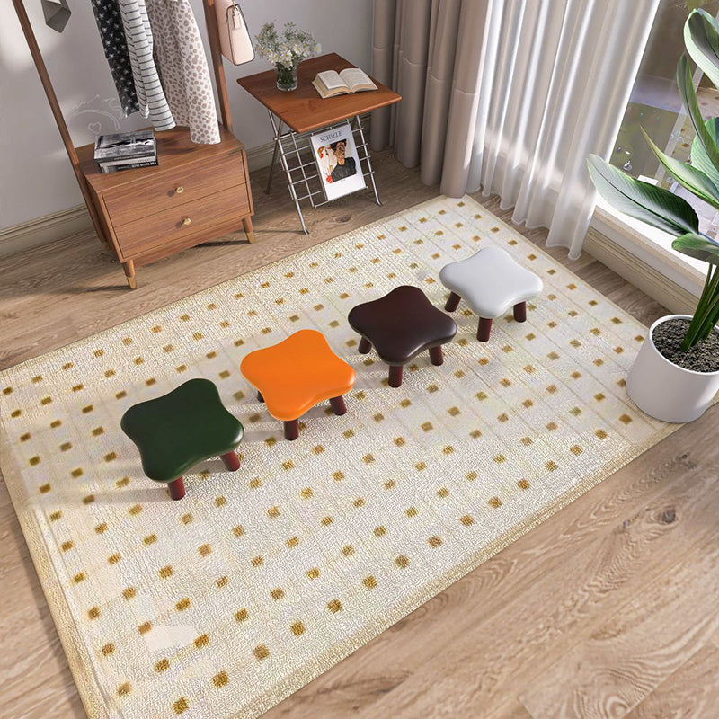 Contemporary Creative Four-Leaf Clover Shape Faux Oil-Waxed Leather Solid Wood Kids Low Stool Backless Armless For Living Room