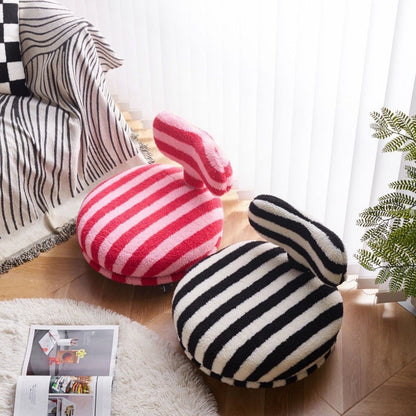 Contemporary Creative Round Bow Sherpa Fabric Iron Swivel Mobile Low Stool Backrest Armless For Living Room