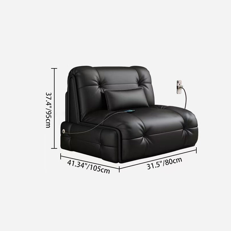 Modern Minimalist Rectangular Faux Leather Carbon Steel Foldable Accent Chair Backrest Armless For Living Room