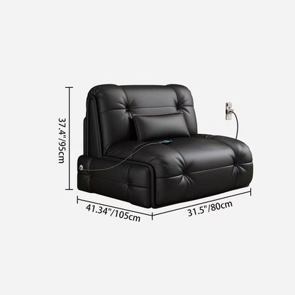 Modern Minimalist Rectangular Faux Leather Carbon Steel Foldable Accent Chair Backrest Armless For Living Room