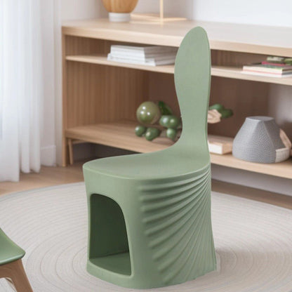 Contemporary Creative Wave Shell Design PE Kids Dining Chair Backrest Armless For Dining Room & Kitchen