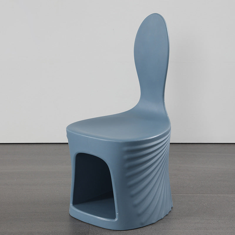 Contemporary Creative Wave Shell Design PE Kids Dining Chair Backrest Armless For Dining Room & Kitchen
