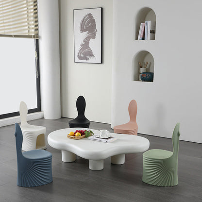 Contemporary Creative Wave Shell Design PE Kids Dining Chair Backrest Armless For Dining Room & Kitchen