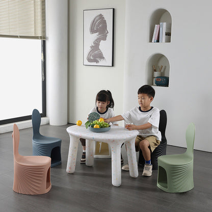 Contemporary Creative Wave Shell Design PE Kids Dining Chair Backrest Armless For Dining Room & Kitchen