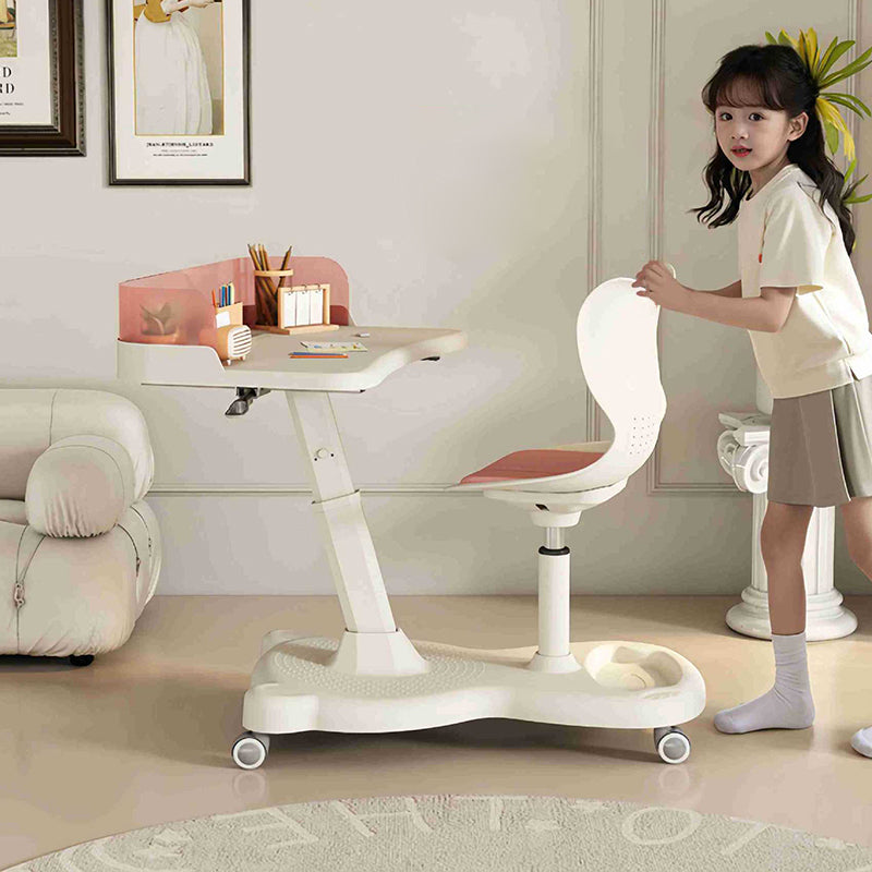 Modern Minimalist Rectangular Kids Mesh Fabric PP Iron Integrated Height-Adjustable Desk & Chair Set Backrest For Home Office