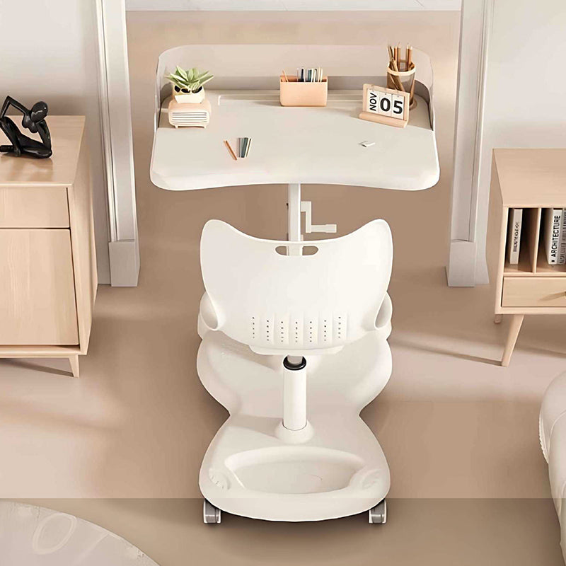Modern Minimalist Rectangular Kids Mesh Fabric PP Iron Integrated Height-Adjustable Desk & Chair Set Backrest For Home Office