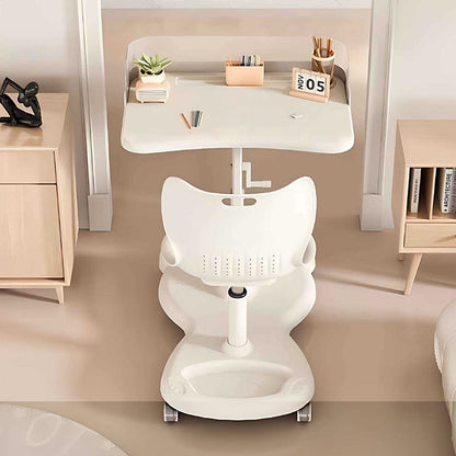 Modern Minimalist Rectangular Kids Mesh Fabric PP Iron Integrated Height-Adjustable Desk & Chair Set Backrest For Home Office