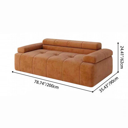 Contemporary Scandinavian High-Resilience Foam Velvet Compressed Sofa - Rectangular Modular Low-Profile Sofa For Living Room