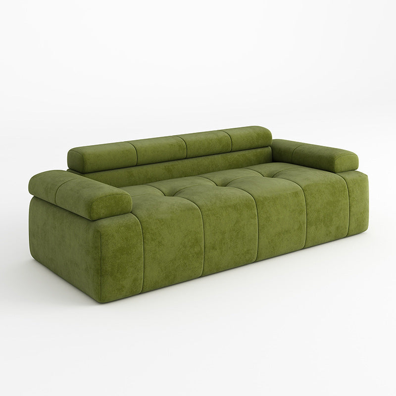 Contemporary Scandinavian High-Resilience Foam Velvet Compressed Sofa - Rectangular Modular Low-Profile Sofa For Living Room