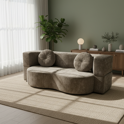 Contemporary Scandinavian Chenille Upholstery High-Resilience Foam Convertible Foldable Sofa Bed - U-Shaped Modular Compressed Loveseat Sofa For Living Room