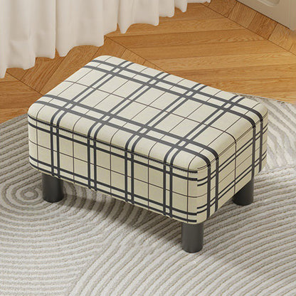 Modern Minimalist Rectangular Pine Wood PU Leather Cotton Linen Plastic Low Stool Backless Armless For Living Room