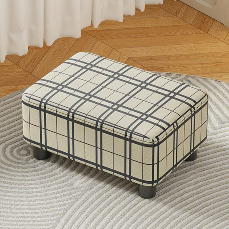 Modern Minimalist Rectangular Pine Wood PU Leather Cotton Linen Plastic Low Stool Backless Armless For Living Room