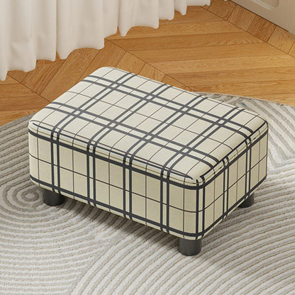 Modern Minimalist Rectangular Pine Wood PU Leather Cotton Linen Plastic Low Stool Backless Armless For Living Room