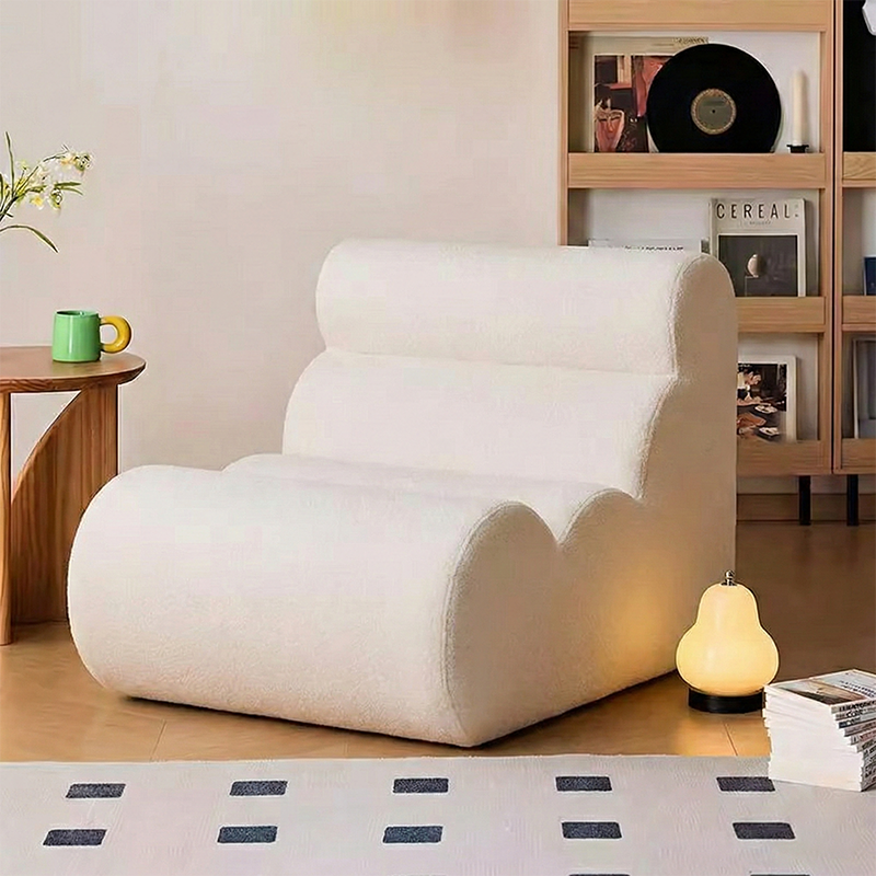 Contemporary Nordic Cloud Column Wave Sherpa Fabric Accent Chair Backrest Armless For Living Room