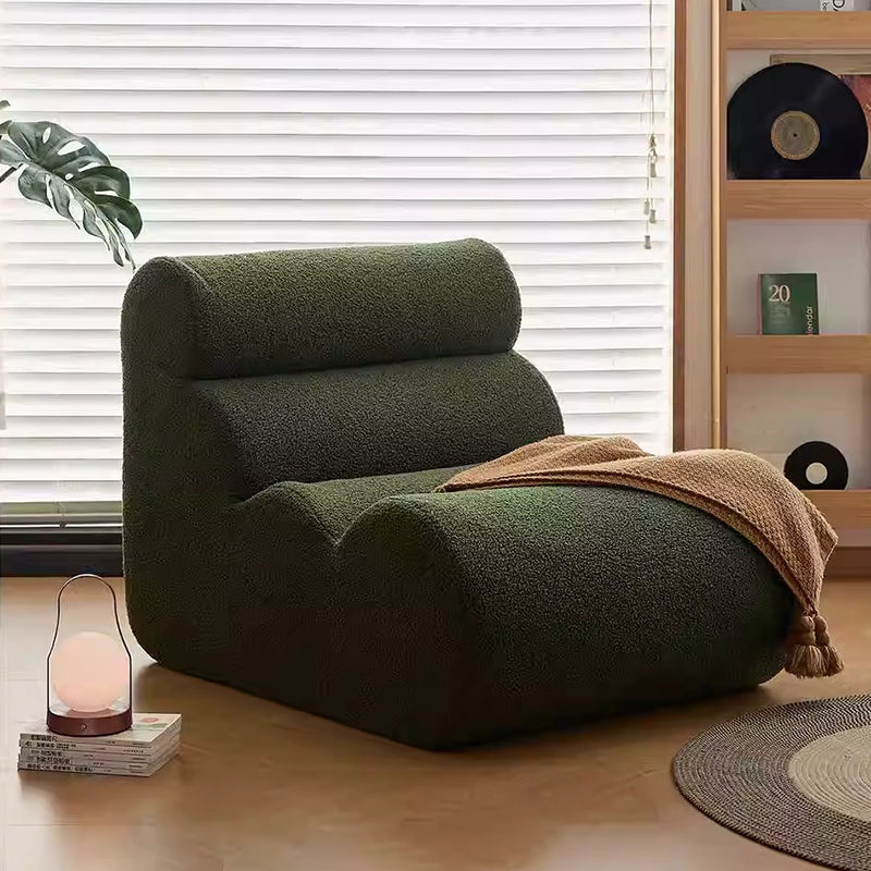Contemporary Nordic Cloud Column Wave Sherpa Fabric Accent Chair Backrest Armless For Living Room